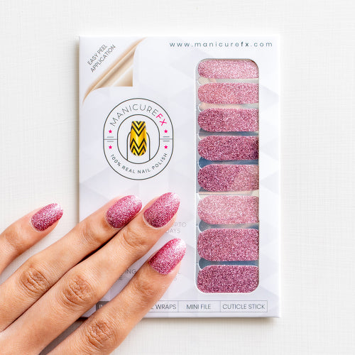 Dark Pink Nails With Glitter - Glowing Galaxy - Nail Wraps (Standard)