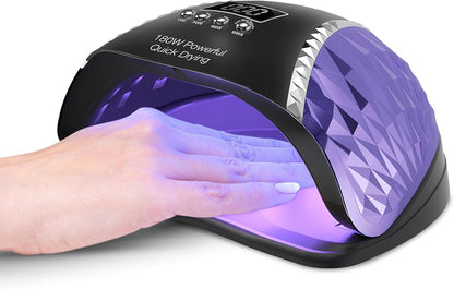 180W UV Nail Lamp for Gel Nails, Professional UV Light Nail Dryer with 45 LED Nail Lights with Auto Sensor, LCD and 4 Timer Settings, Salon Quality Sun UV Nail Curing Lamp