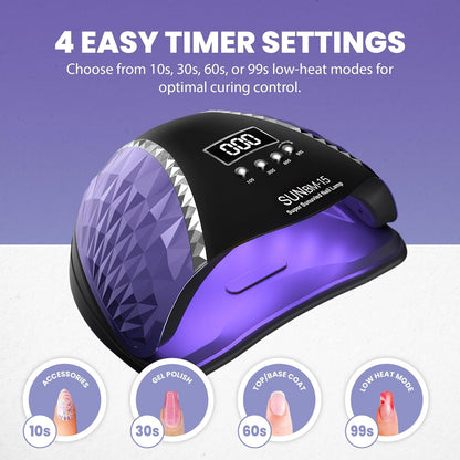 180W UV Nail Lamp for Gel Nails, Professional UV Light Nail Dryer with 45 LED Nail Lights with Auto Sensor, LCD and 4 Timer Settings, Salon Quality Sun UV Nail Curing Lamp