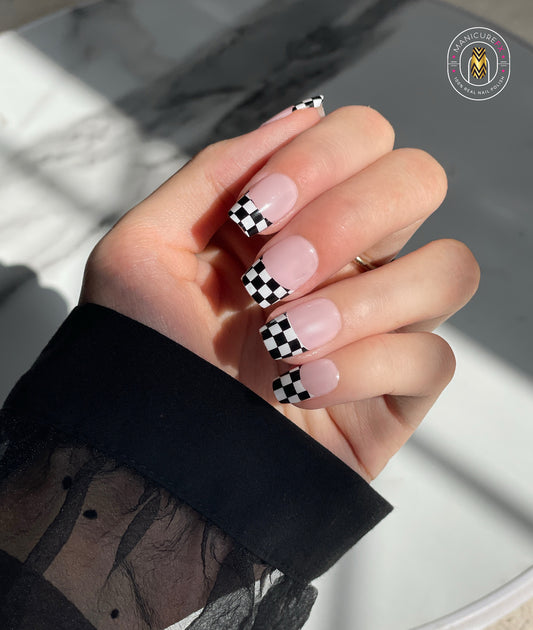 Checkered French Tips - Nail Wraps (Standard)