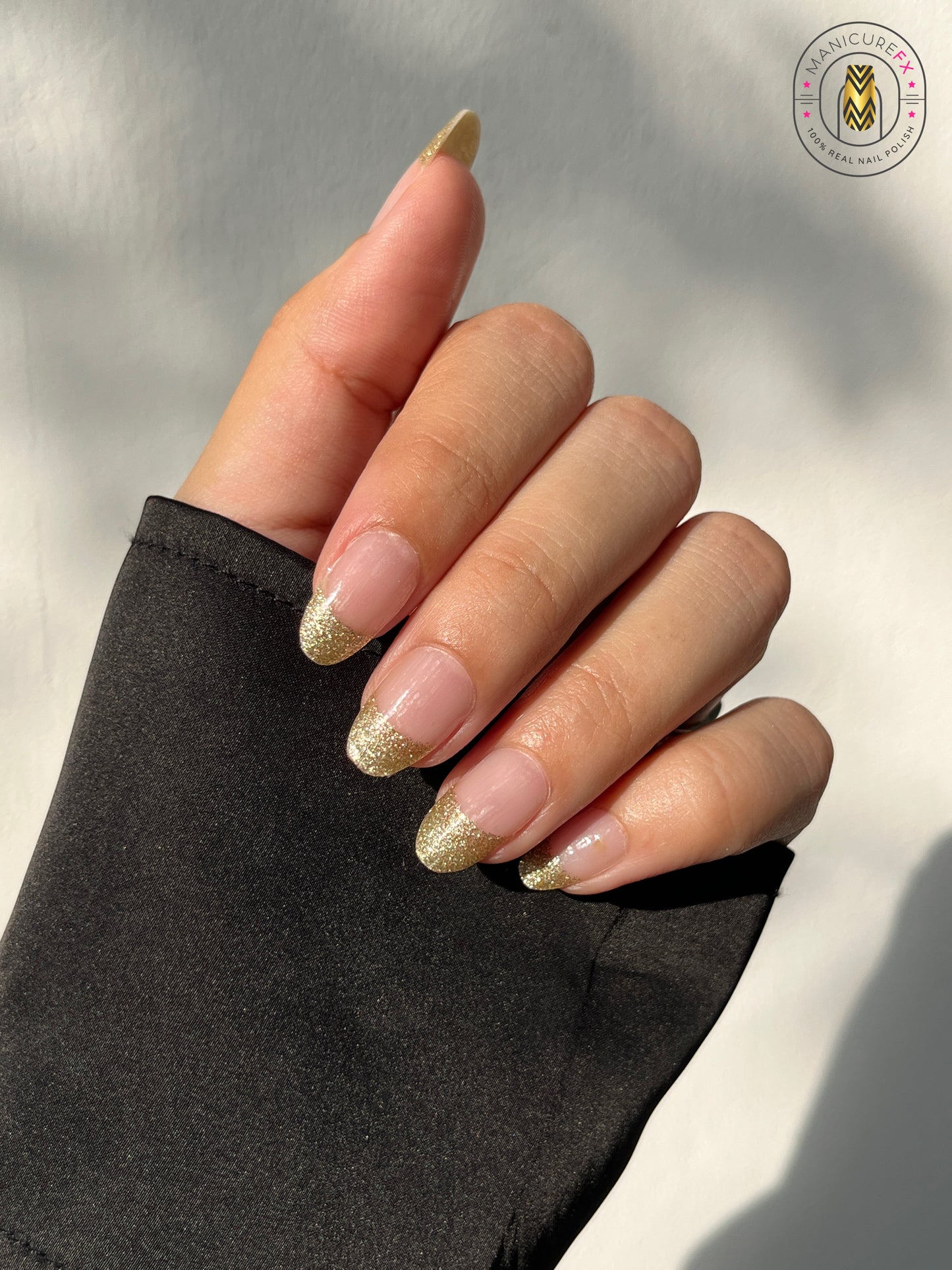 Golden Glitter French Manicure - Nail Wraps (Standard)