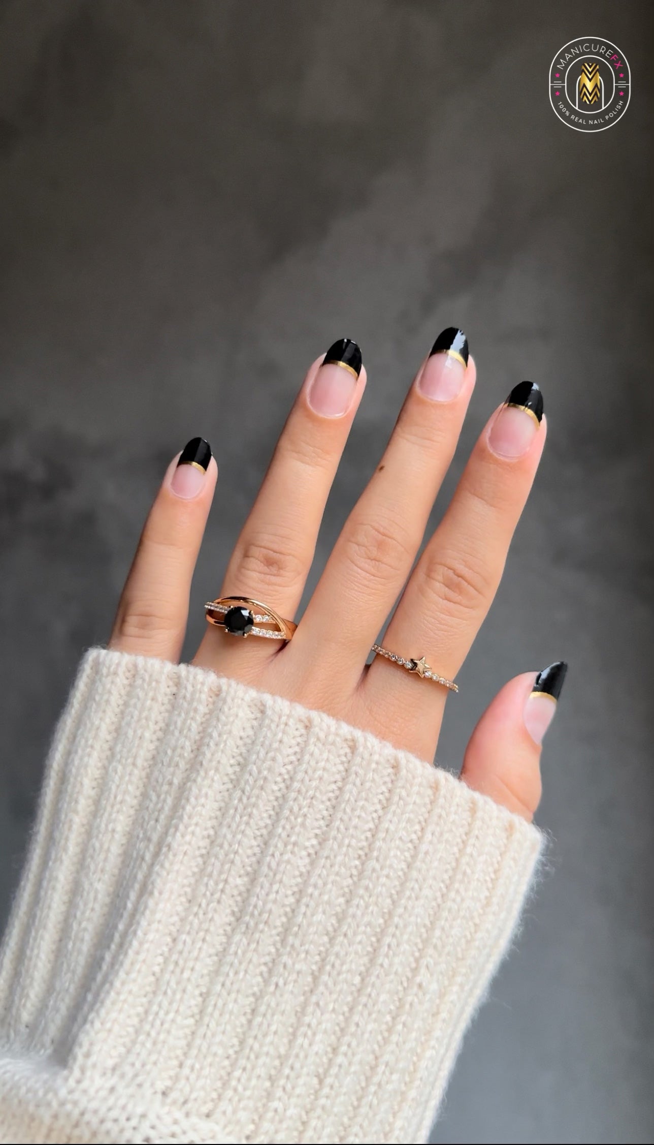 Black Tip French Manicure - Nail Wraps (Standard)