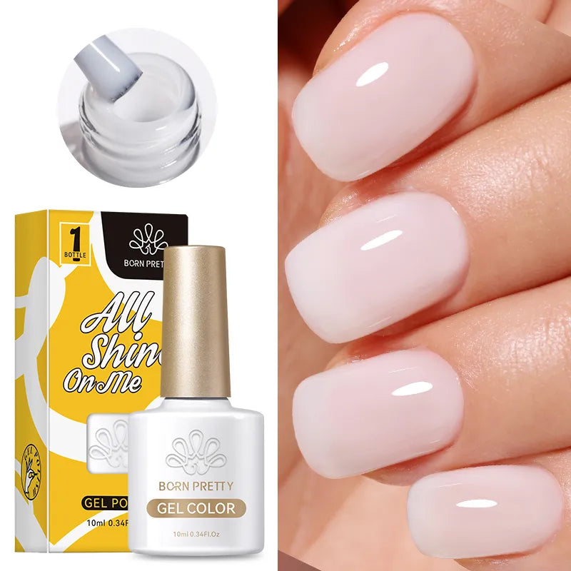 Milky White gel UV nail easy manicure at home semi-cured