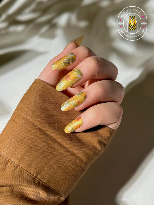Yellow Flower Nails - Sunlit Blooms - Nail Wraps (Standard)