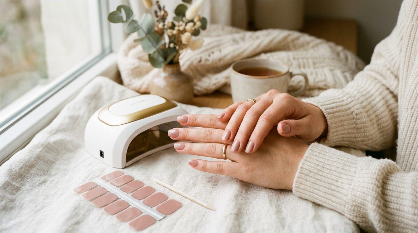 Healthy manicured hands showing who should choose HEMA-free gel nail strips for sensitive skin